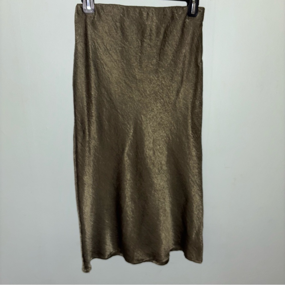 Vintage Bobeau green shimmery/silky midi skirt size small woodland fairy